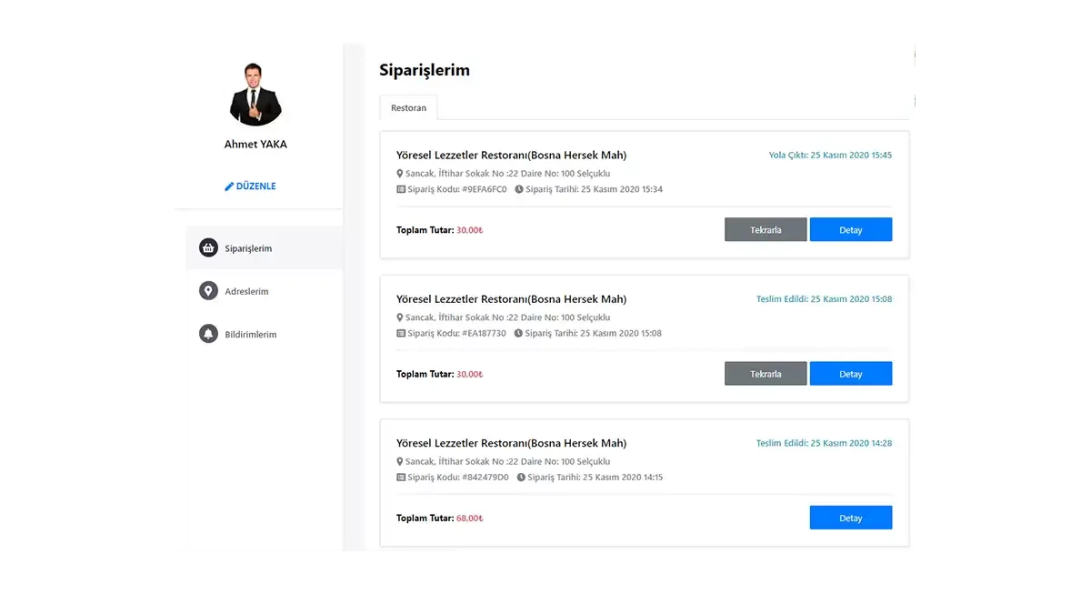 MyRezzta · Program görünümü 3